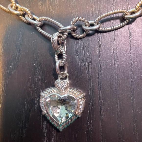 Judith Ripka Jewelry - Judith Ripka Sterling silver  necklace with green amethyst enhancer